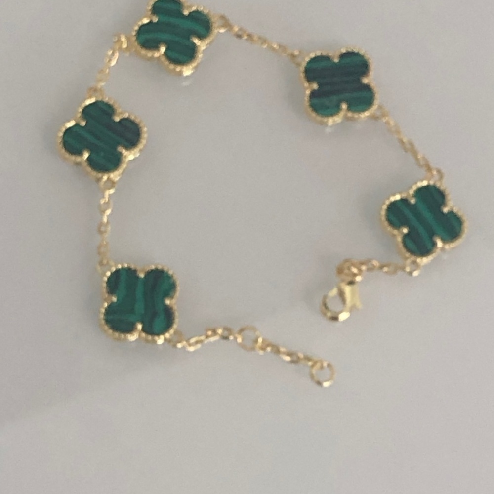Green Malachite Clover Bracelet Hypoallergenic